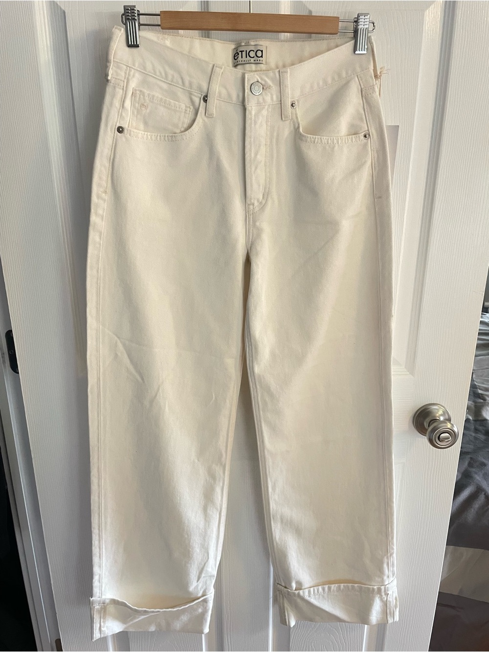 Etica Off-White Cuffed Jeans 25